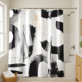 71x74 Abstract Shower Curtain with 12 Metal Grommets | Monochrome