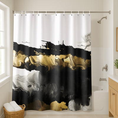 71x74 Abstract Shower Curtain with 12 Metal Grommets | Bold Design — 71 x 74