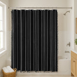 71x71 Woven Linen Shower Curtain with Tassel Accents and 12 Grommets | Solid Color