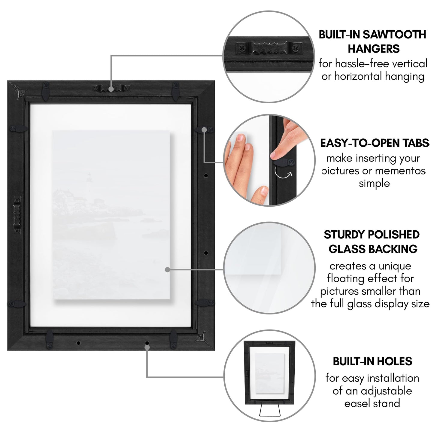 Floating Picture Frame | Set of 2 | Clear Glass | Modern Design | Wall/Tabletop Display - Americanflat