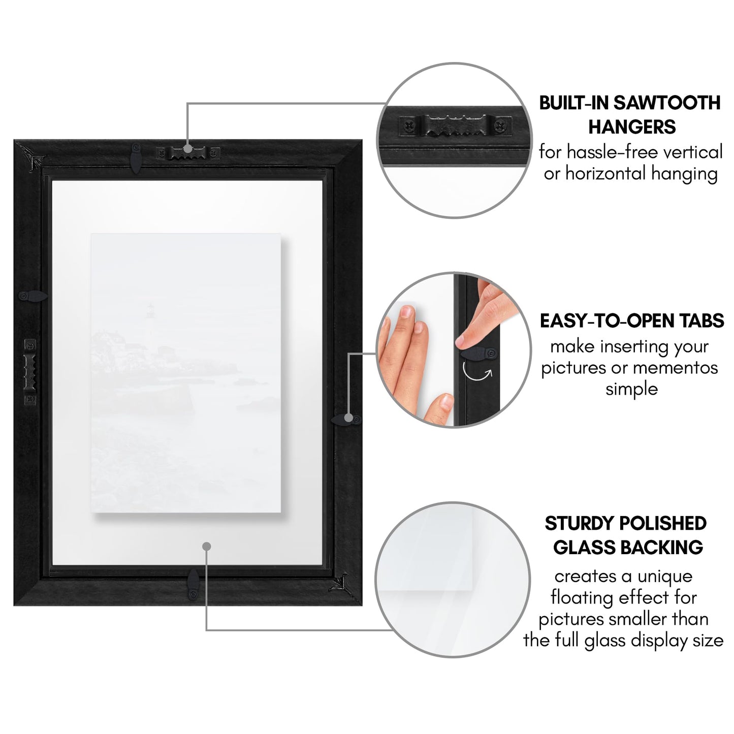 Floating Picture Frame | Set of 2 | Clear Glass | Modern Design | Wall/Tabletop Display - Americanflat