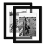 Two black 8.5x11 float frames overlapping, a couple beside a country fence 