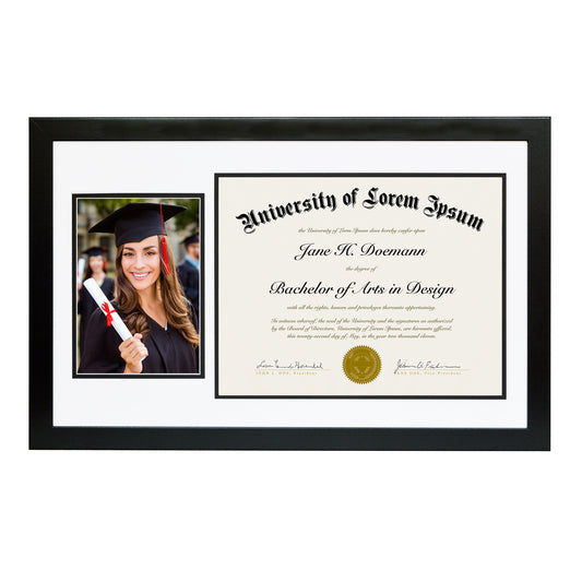 11x18 Diploma Frame with 5x7 Picture Frame Duo | Choose Color
