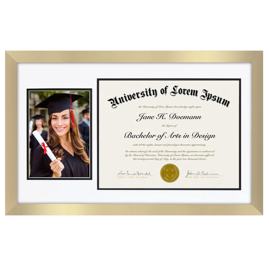 11x18 Diploma Frame with 5x7 Picture Frame Duo | Choose Color