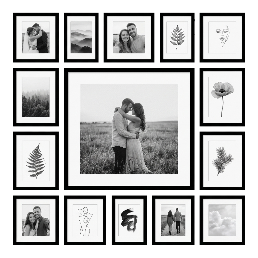 Grand Gallery Wall — Black · 15 Frames