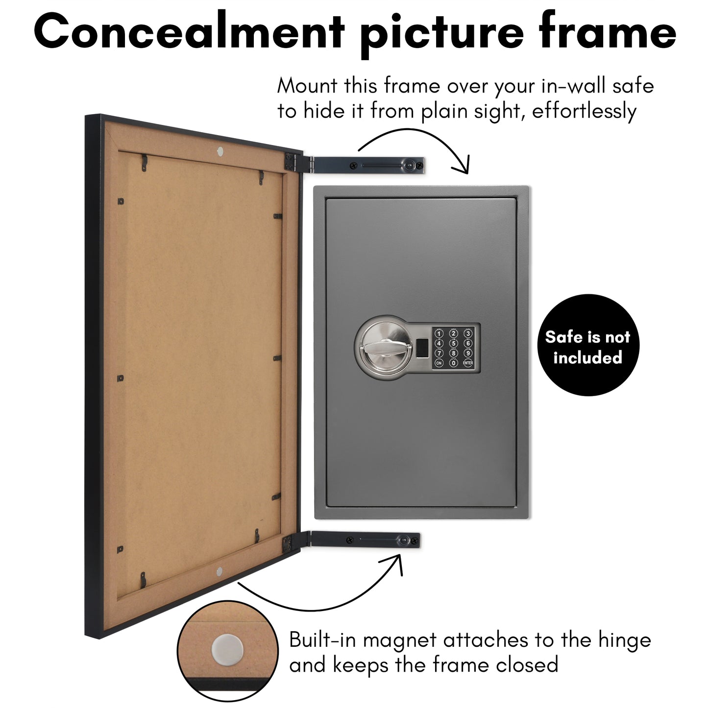 Black | Concealment Picture Frame | Magnetic Hinged Storage – Americanflat