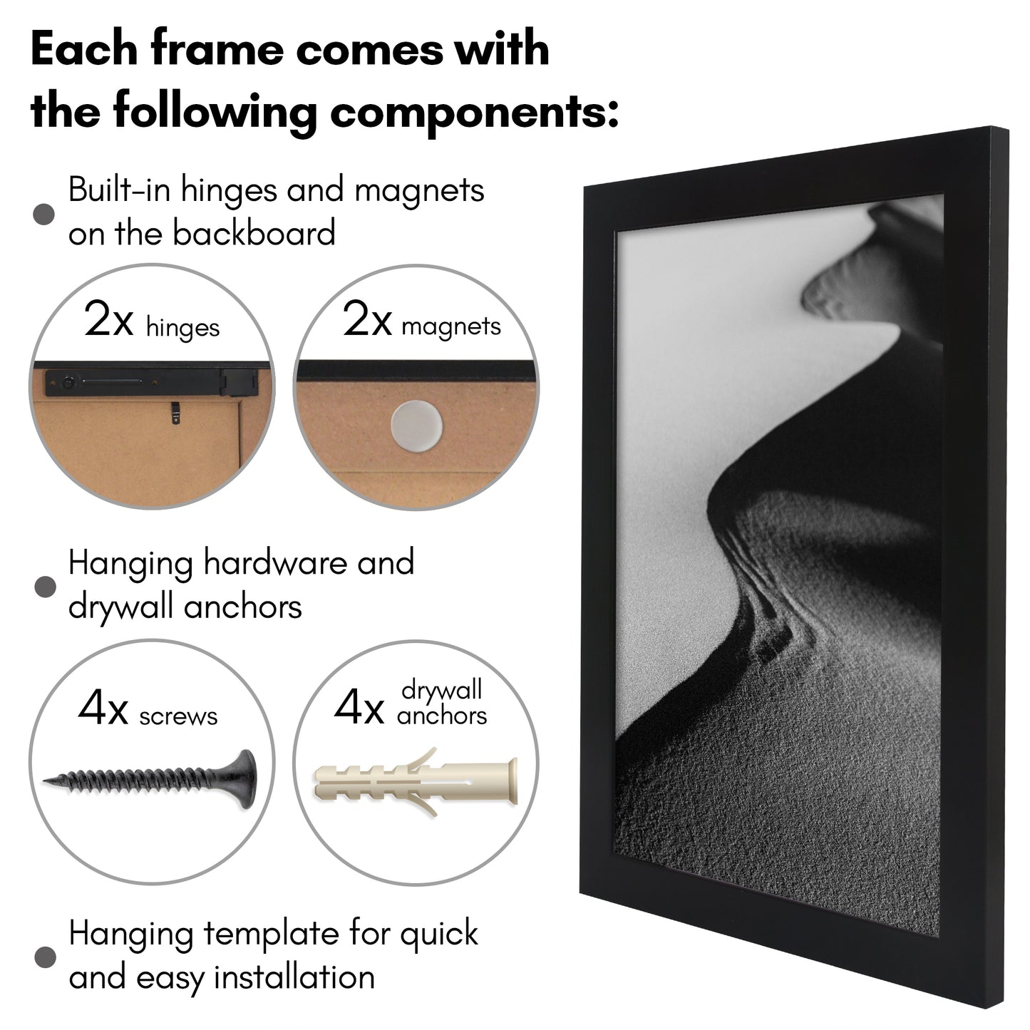 Black | Concealment Picture Frame | Magnetic Hinged Storage – Americanflat