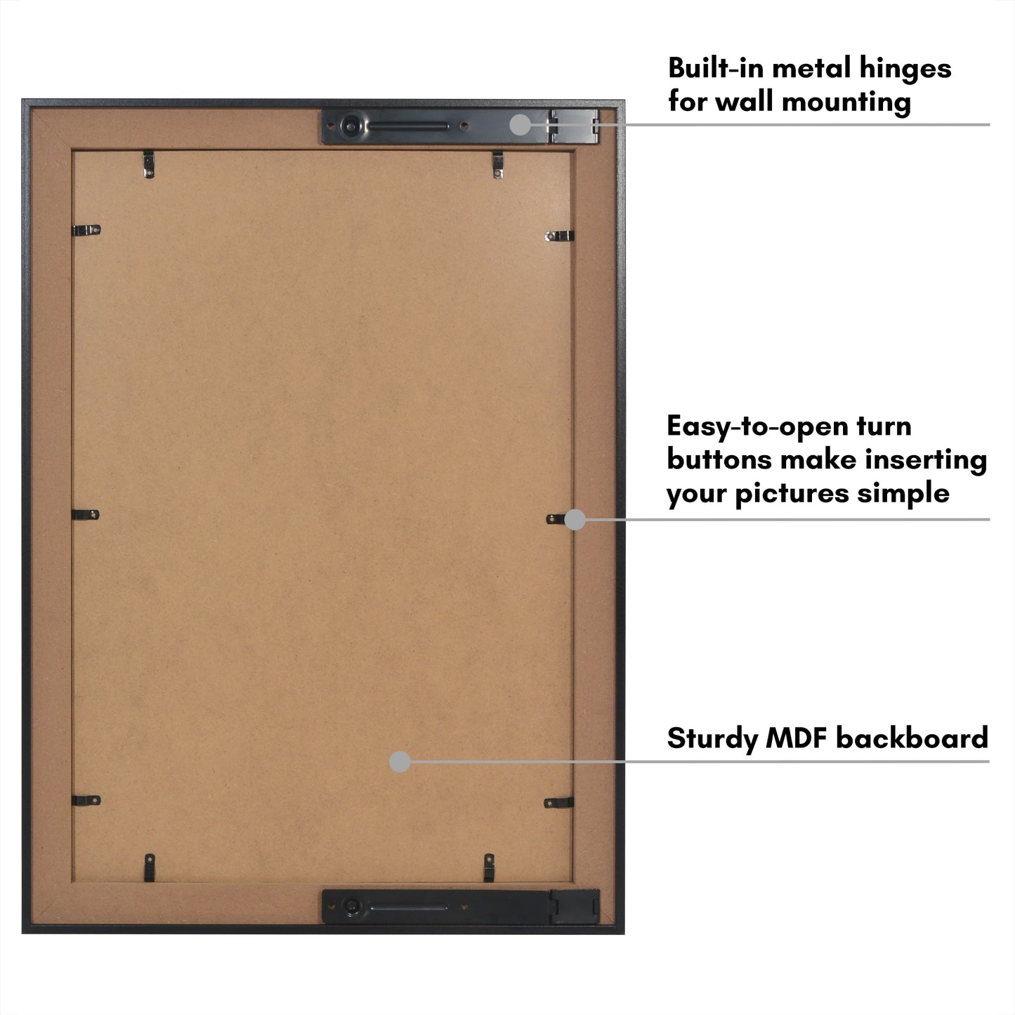 Black | Concealment Picture Frame | Magnetic Hinged Storage – Americanflat