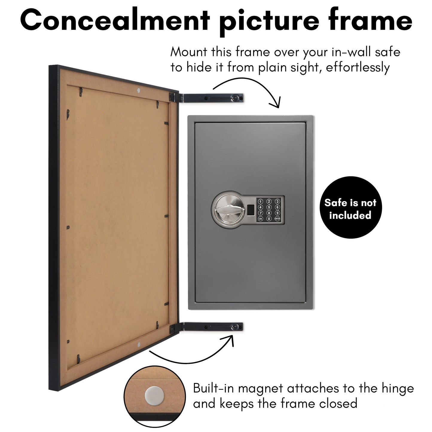 Black | Concealment Picture Frame | Magnetic Hinged Storage – Americanflat