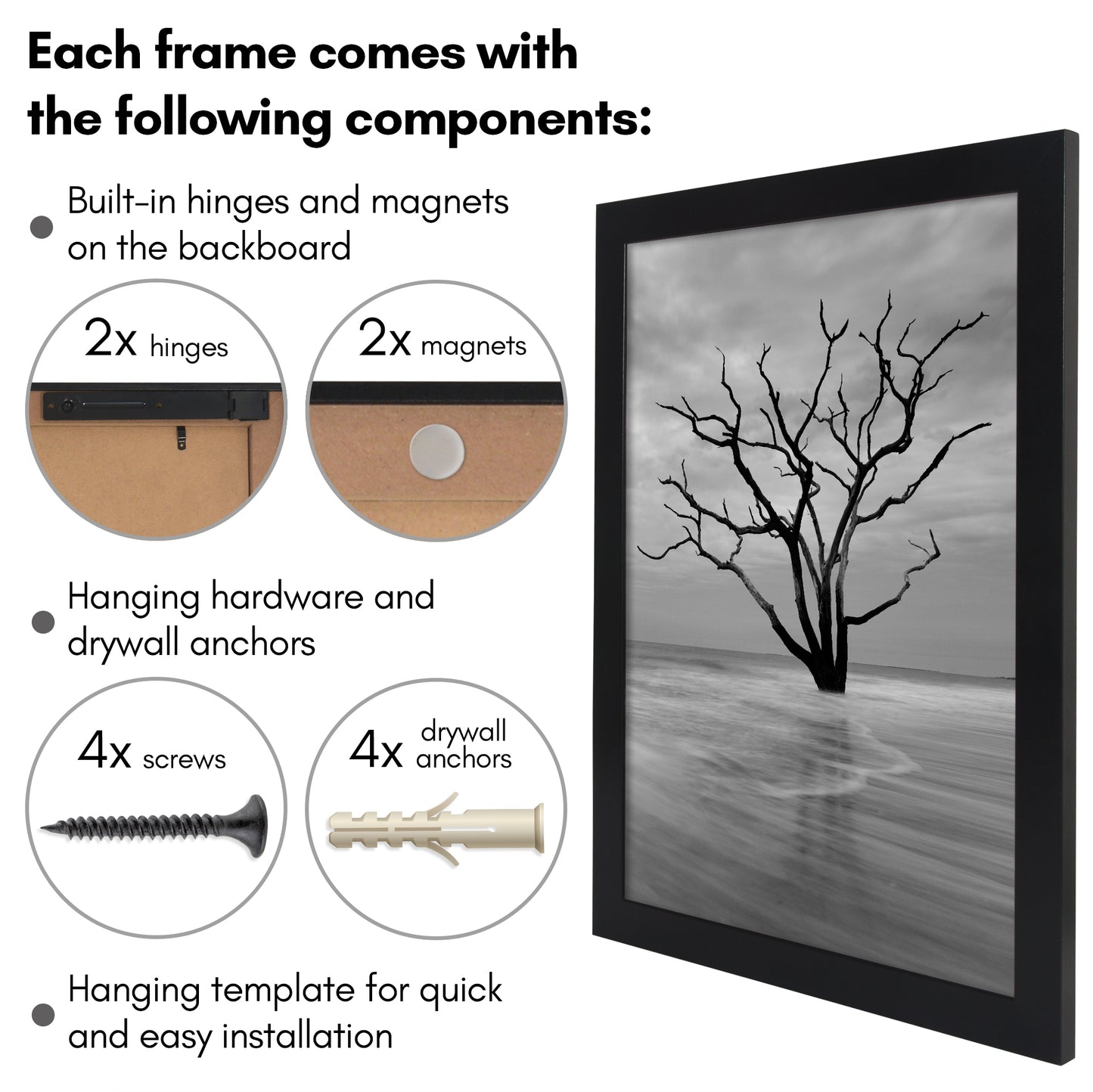 Black | Concealment Picture Frame | Magnetic Hinged Storage – Americanflat