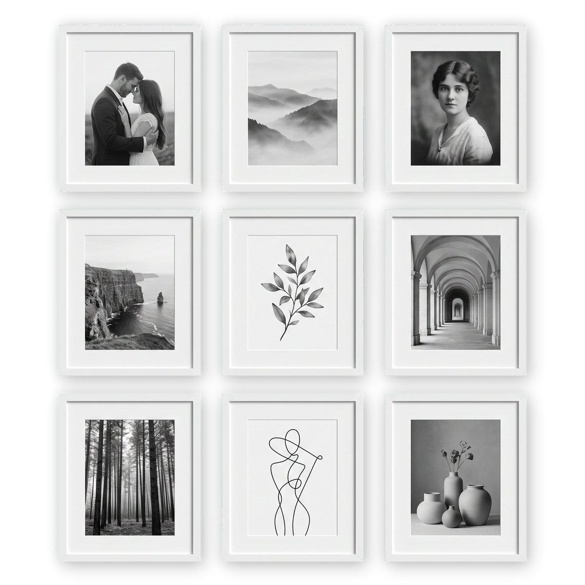 Hudson Grid Nine — White · 9 Frames
