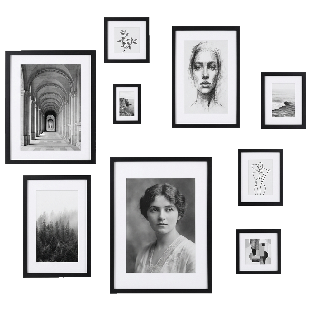 Hudson Salon Gallery Wall — Black · 9 Frames