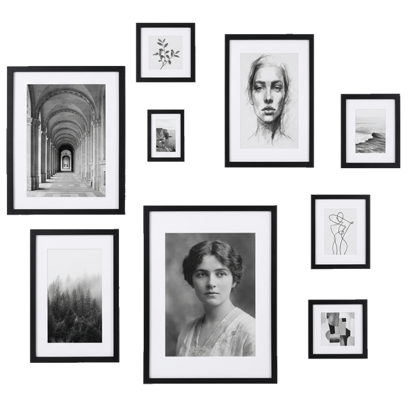 Hudson Salon Gallery Wall — Black · 9 Frames