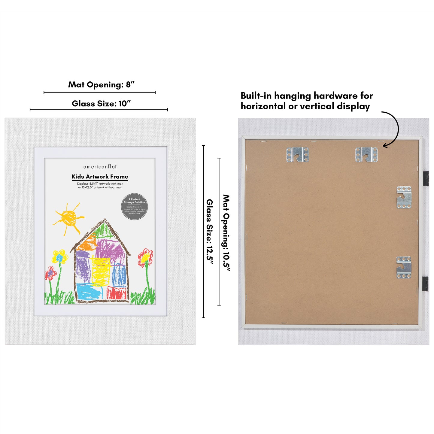 Americanflat Kids Art Frame with Canvas Border for Painting - 8.5x11 Frame with Mat or 10x12.5 Without - Paintable Picture Frames with 12 Paints and 2 Brushes - My Mini Masterpiece - Holds 100 Artwork