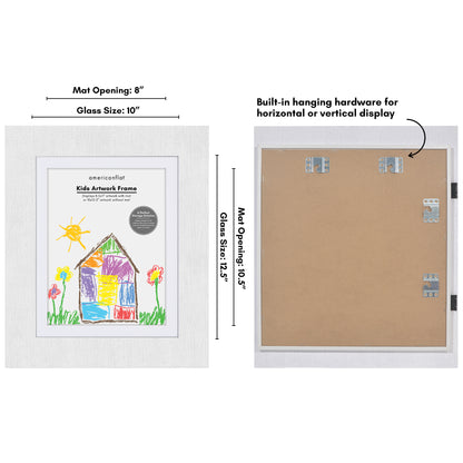 Americanflat Kids Art Frame with Canvas Border for Painting - 8.5x11 Frame with Mat or 10x12.5 Without - Paintable Picture Frames with 12 Paints and 2 Brushes - My Mini Masterpiece - Holds 100 Artwork