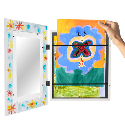 Americanflat Kids Art Frame with Canvas Border for Painting - 8.5x11 Frame with Mat or 10x12.5 Without - Paintable Picture Frames with 12 Paints and 2 Brushes - My Mini Masterpiece - Holds 100 Artwork