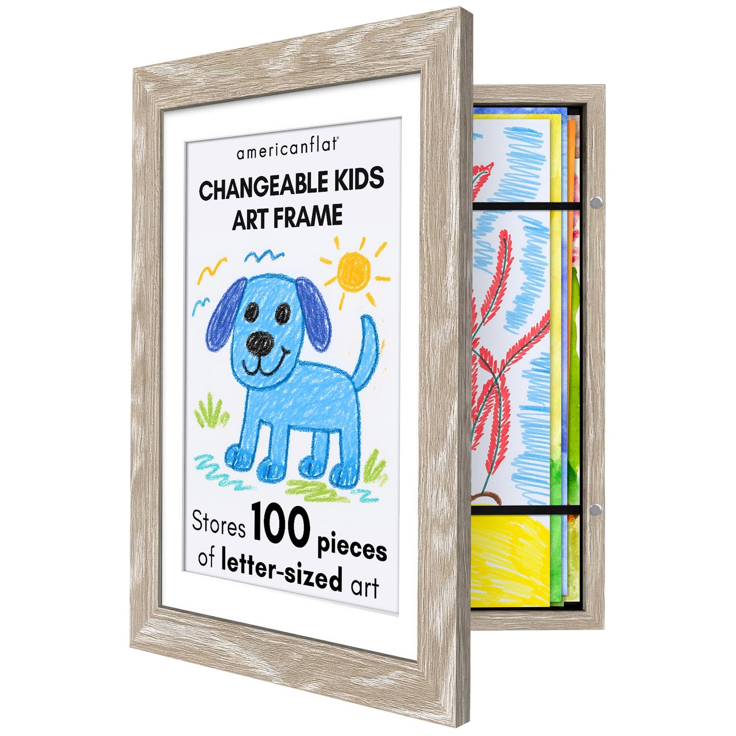Americanflat Kids Art Frame | Holds 100 Photos | Modern - Premium Quality