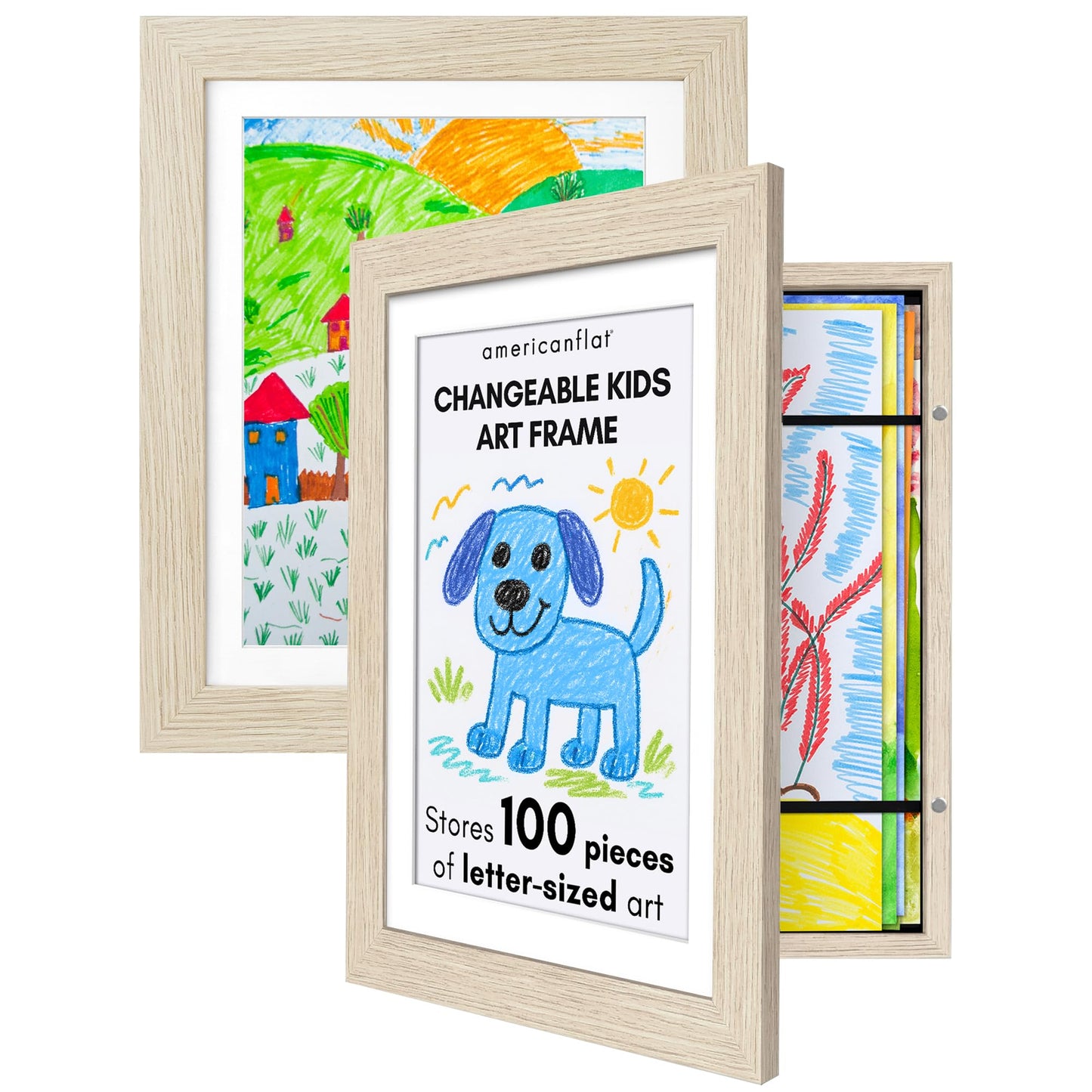 Americanflat Kids Art Frame | Holds 100 Photos | Modern - Premium Quality