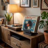 Now Playing Vinyl Stand lifestyle console + turntable