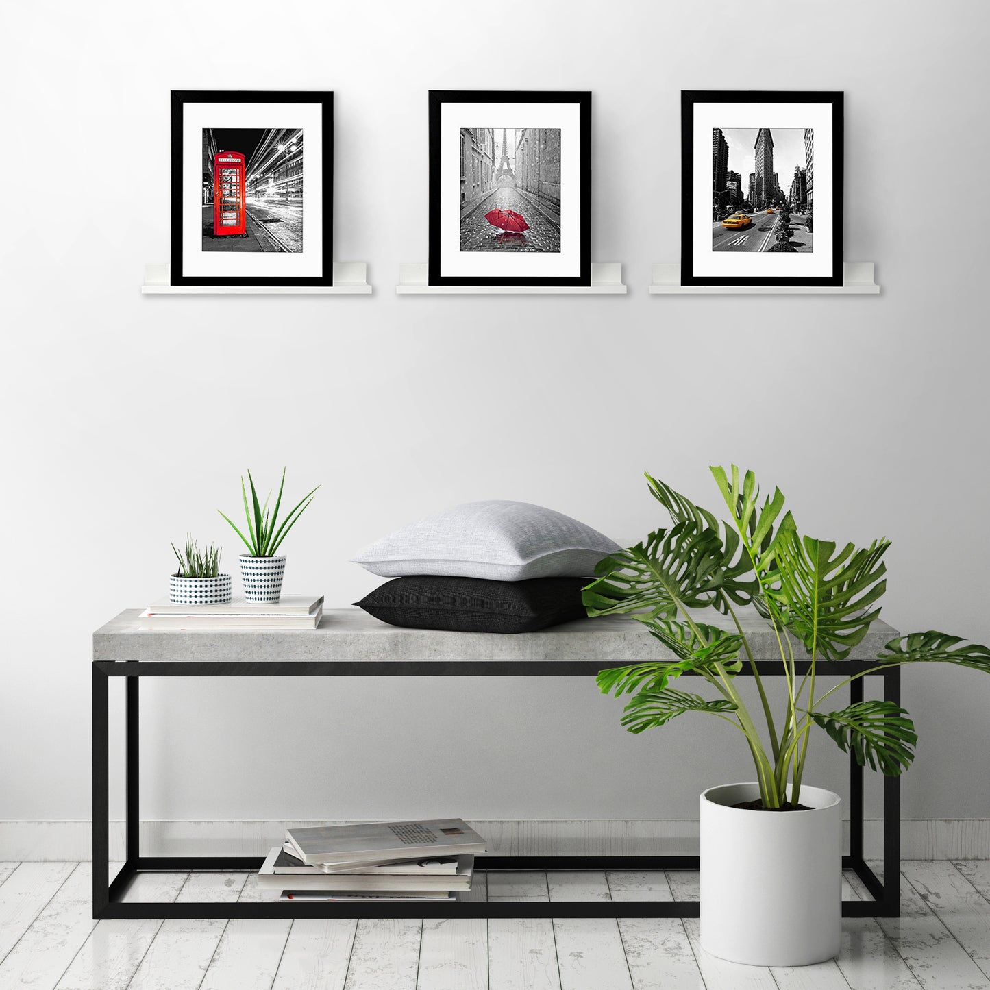 14-Inch | Black | Floating Shelves Set of 3 | Lipped Display - Americanflat