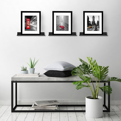 14-Inch | Black | Floating Shelves Set of 3 | Lipped Display - Americanflat