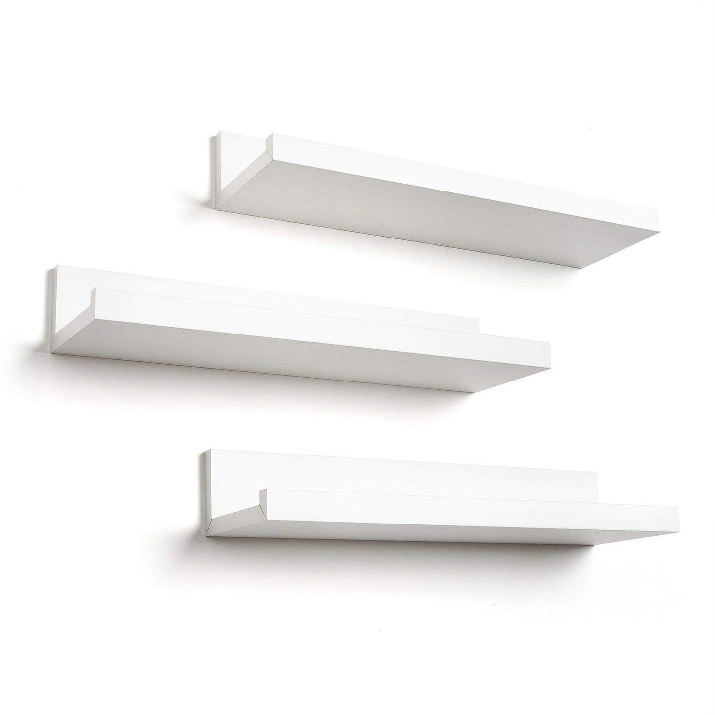 14-Inch | Black | Floating Shelves Set of 3 | Lipped Display - Americanflat