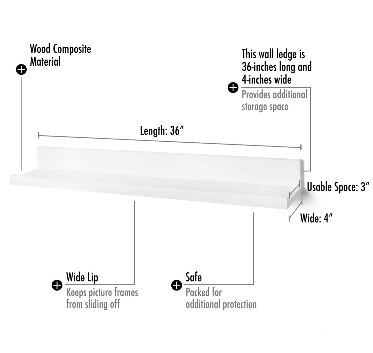 Floating Shelf | Lipped Ledge & Easy Wall Mount - Americanflat