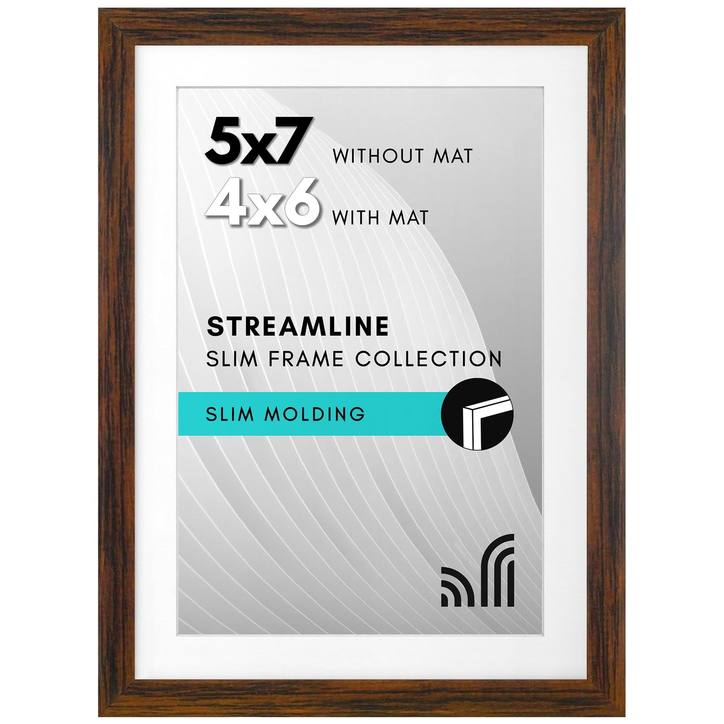 Picture Frame | Includes Mat | Slim Molding | Streamline Collection