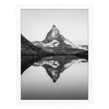 White Streamline frame, 5x7,  no mat, holding a photo of a mountain reflected in a lake 