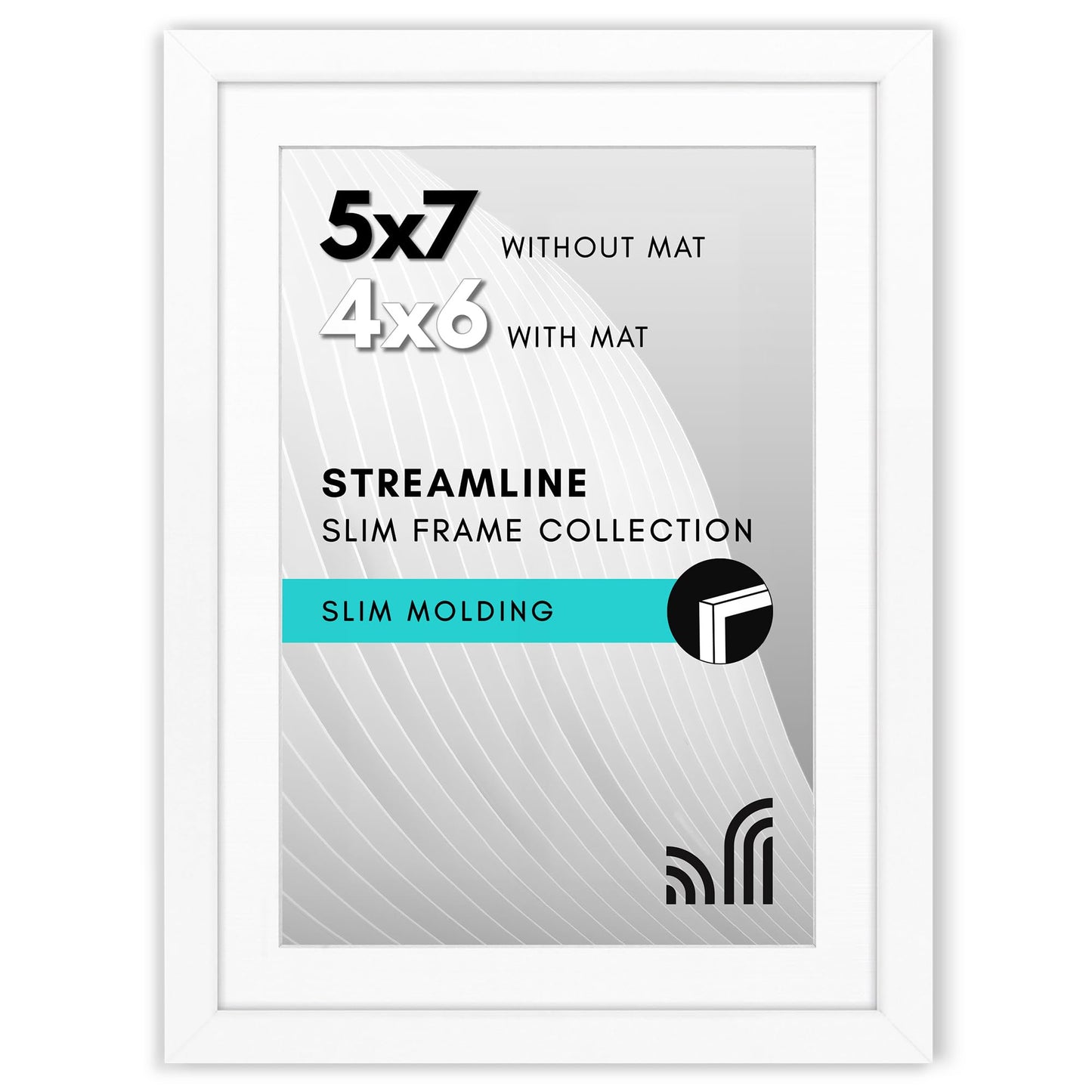 Picture Frame | Includes Mat | Slim Molding | Streamline Collection
