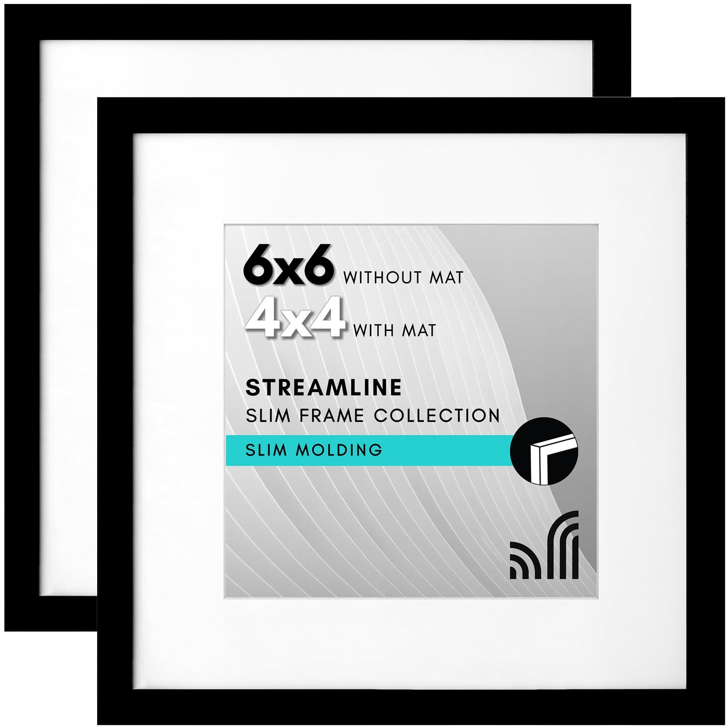 Picture Frame | Includes Mat | Slim Molding | Streamline Collection