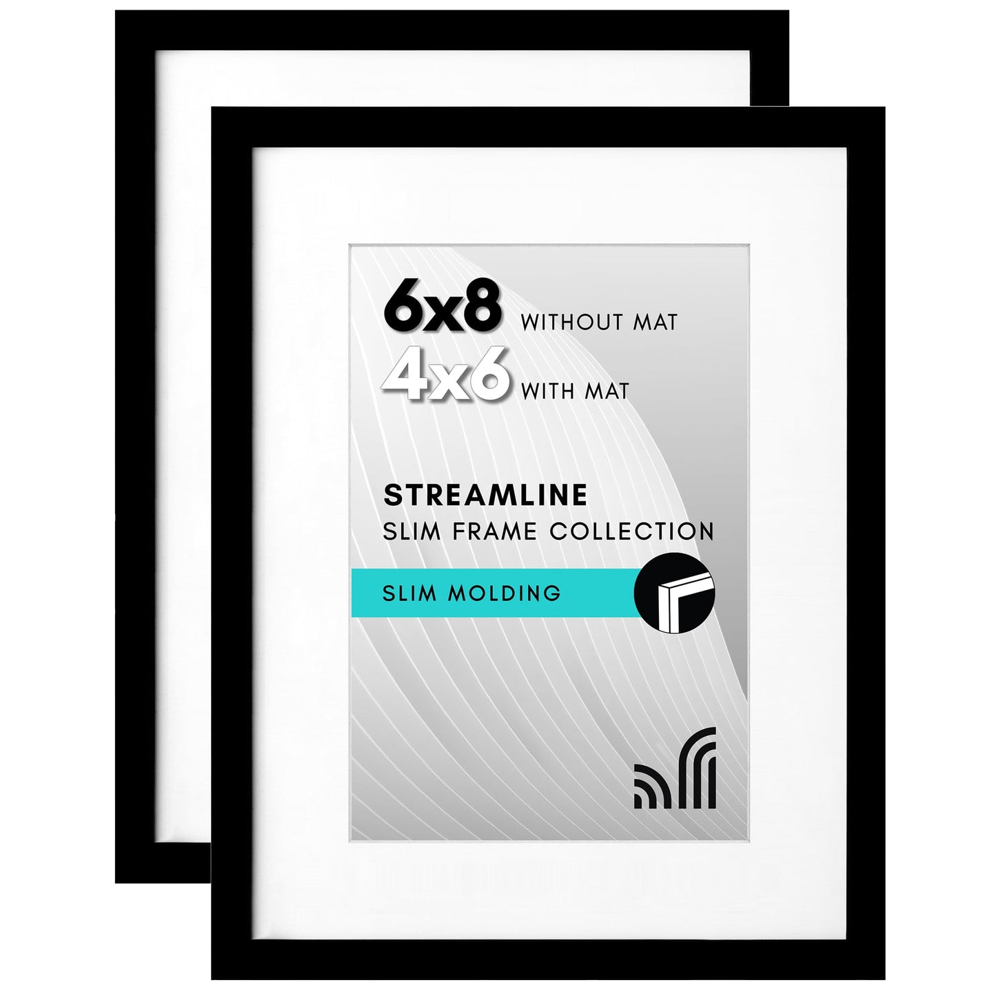 Picture Frame | Includes Mat | Slim Molding | Streamline Collection