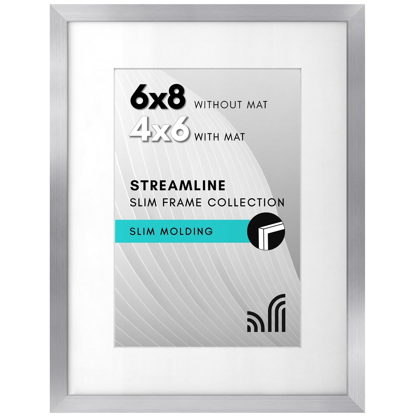 Picture Frame | Includes Mat | Slim Molding | Streamline Collection
