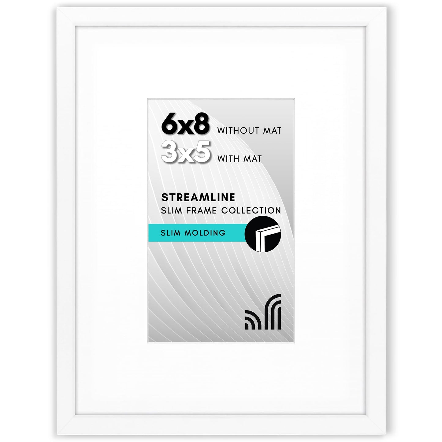 Picture Frame | Includes Mat | Slim Molding | Streamline Collection
