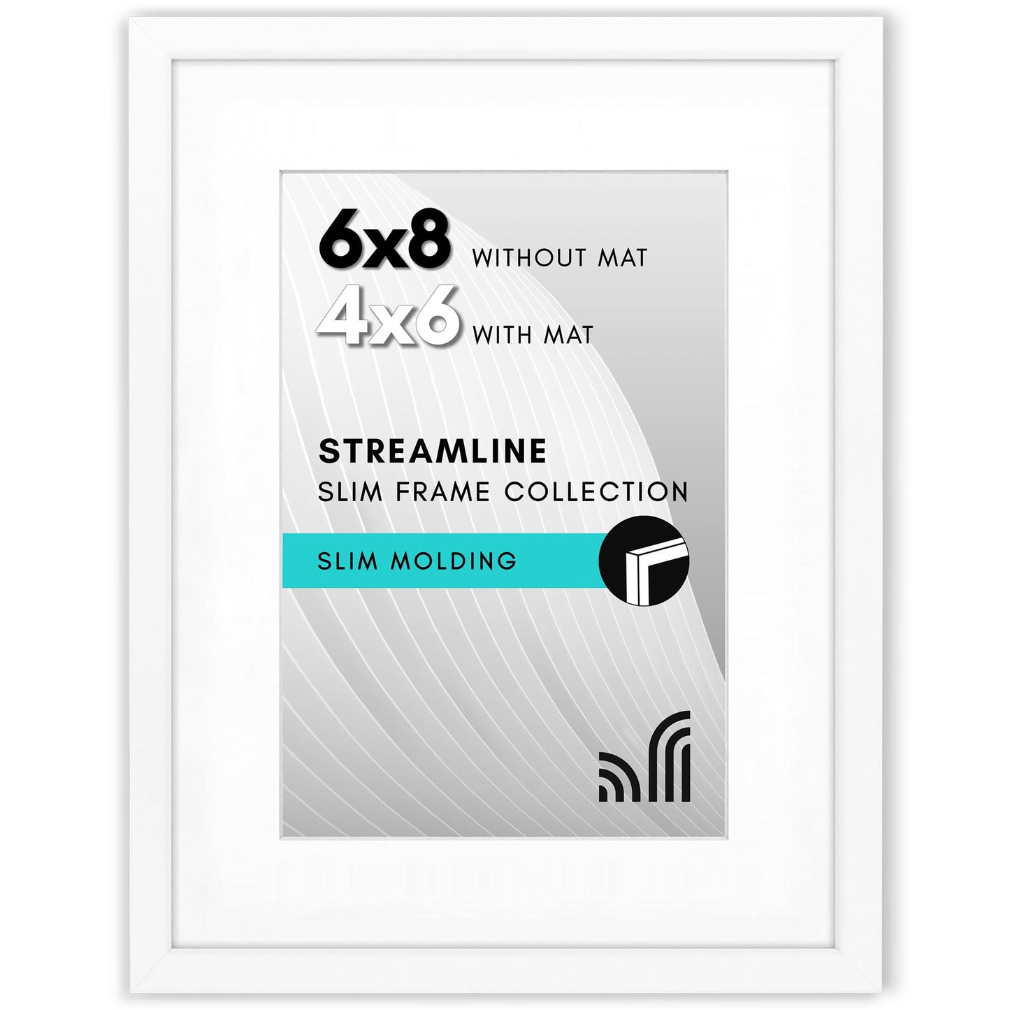 Picture Frame | Includes Mat | Slim Molding | Streamline Collection