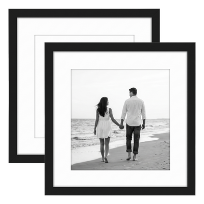 Streamline Matted Picture Frame — 8x8 with 6x6 Mat / Black / 2 Pack
