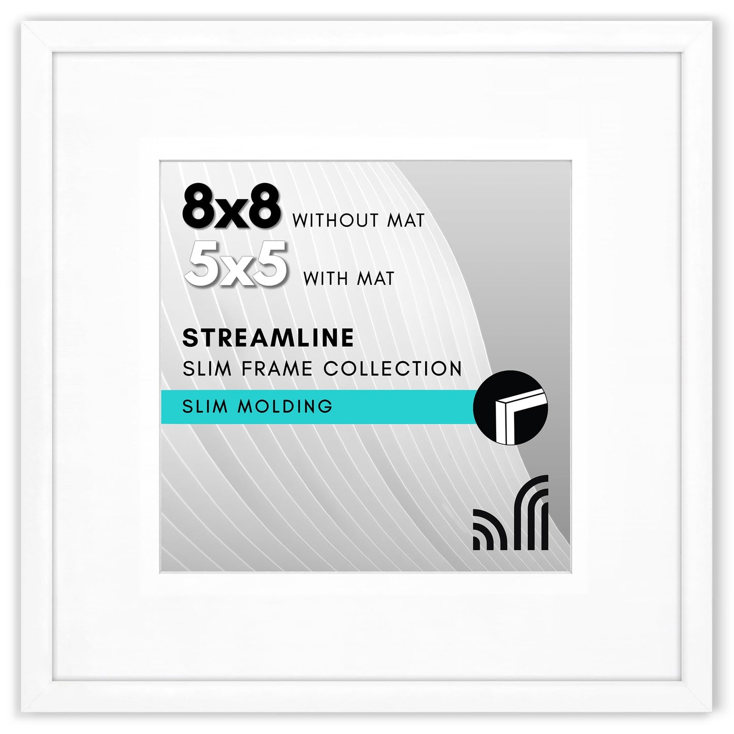 Picture Frame | Includes Mat | Slim Molding | Streamline Collection