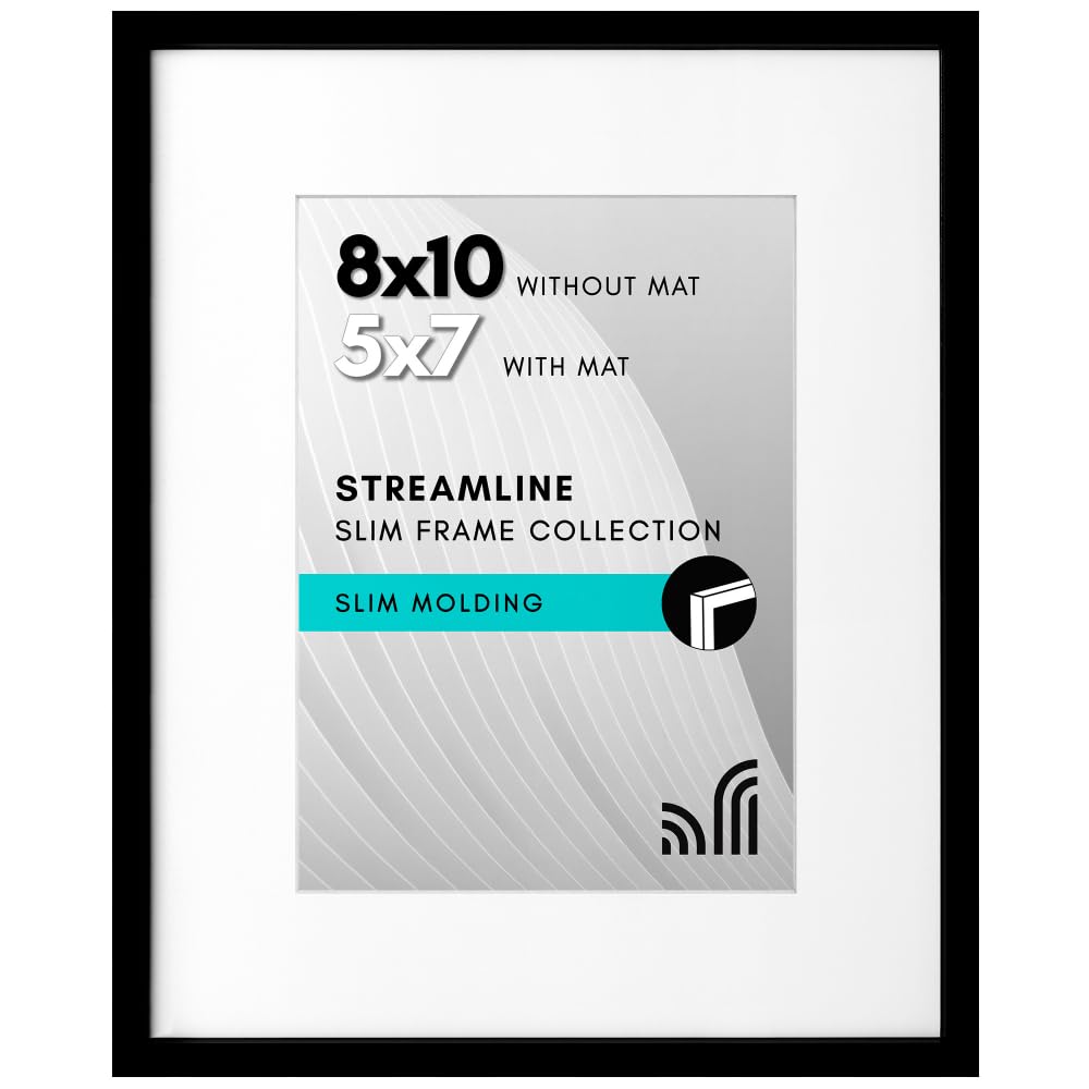 Picture Frame | Includes Mat | Slim Molding | Streamline Collection