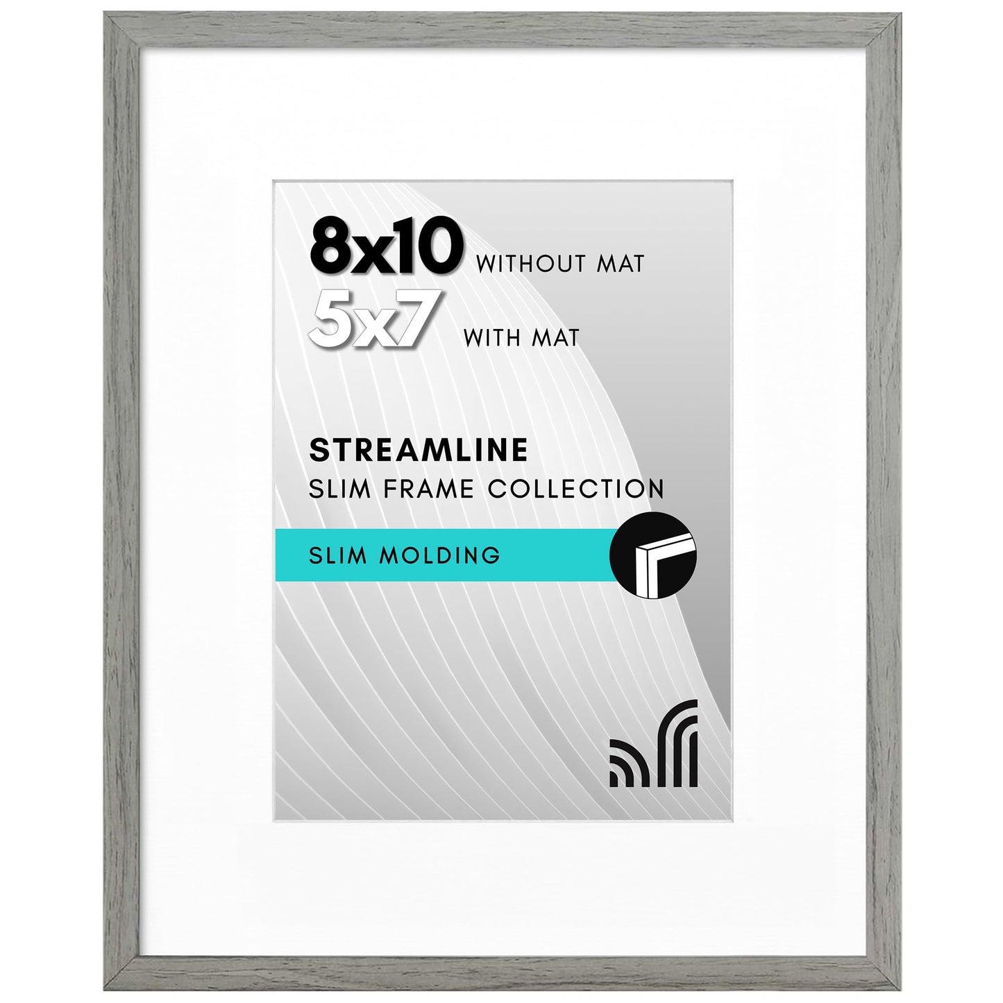 Picture Frame | Includes Mat | Slim Molding | Streamline Collection