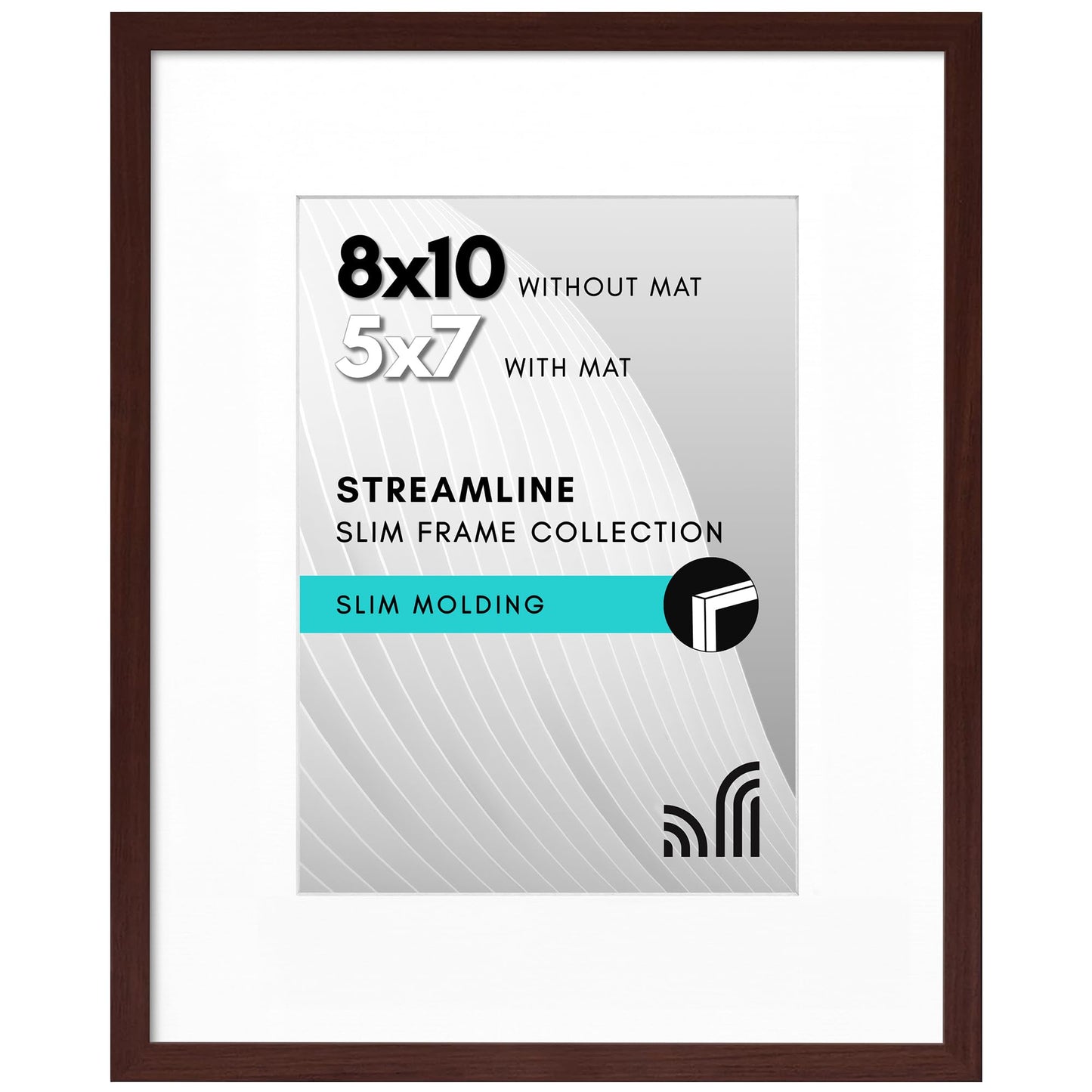 Picture Frame | Includes Mat | Slim Molding | Streamline Collection