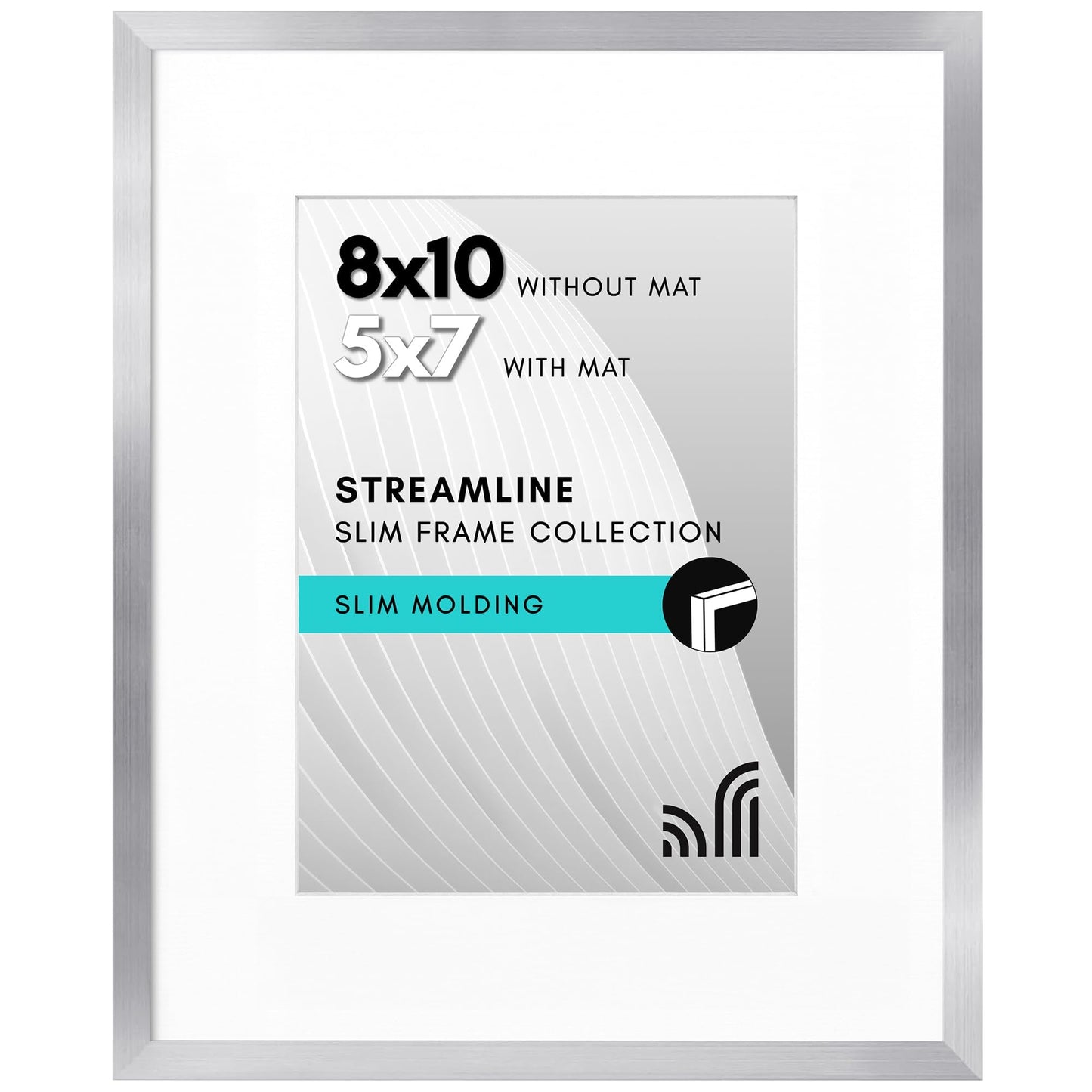 Picture Frame | Includes Mat | Slim Molding | Streamline Collection