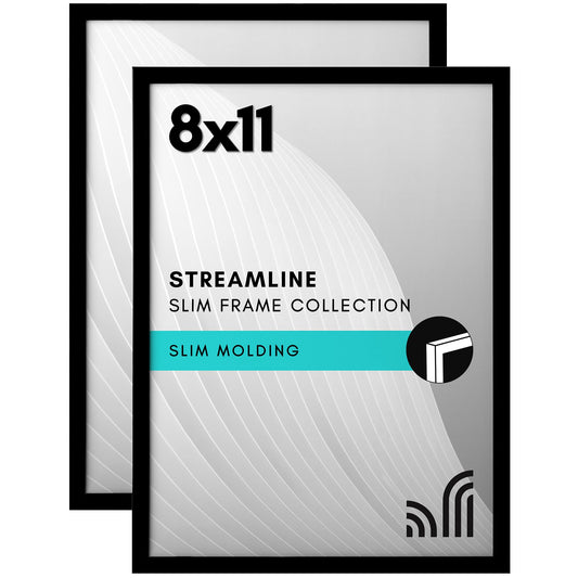 Thin Border Photo Frame in Black - Plexiglass Cover For Horizontal Formats - Picture Frame