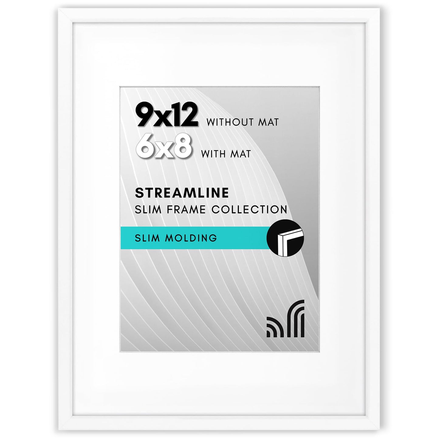 Picture Frame | Includes Mat | Slim Molding | Streamline Collection