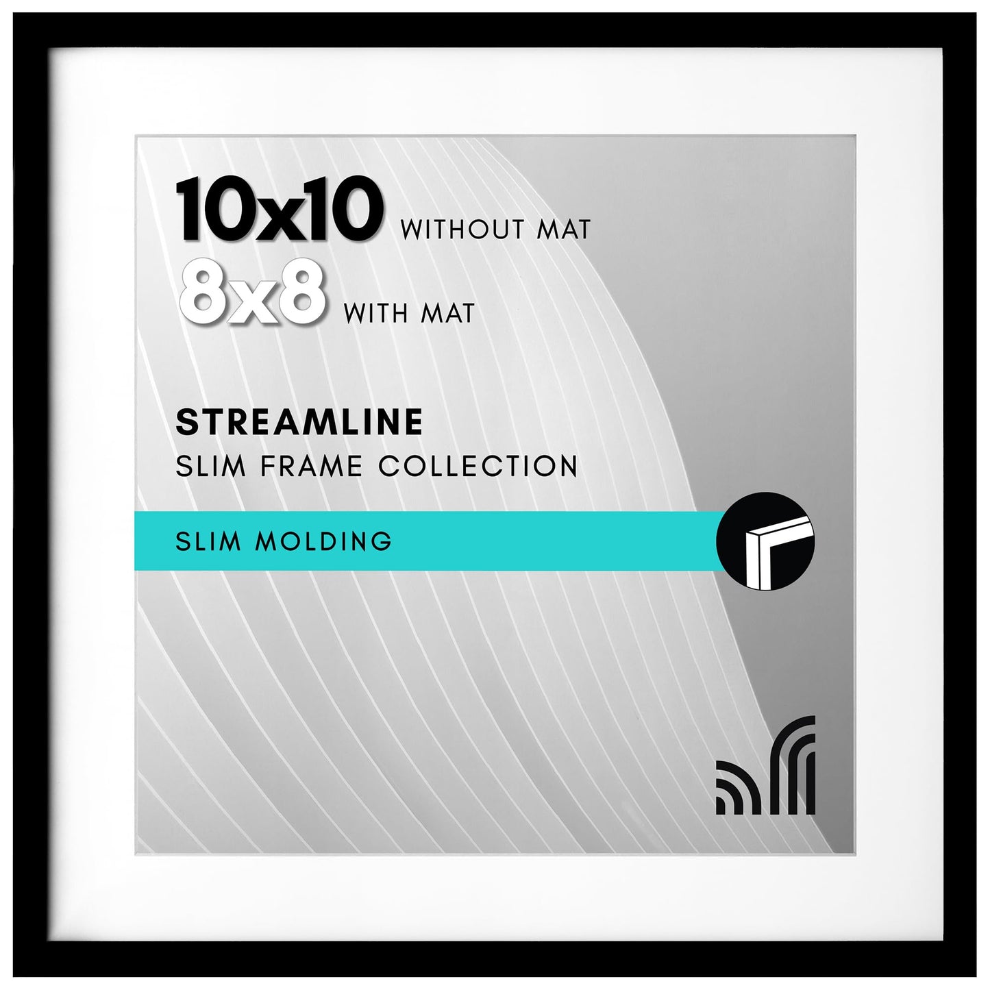 Picture Frame | Includes Mat | Slim Molding | Streamline Collection