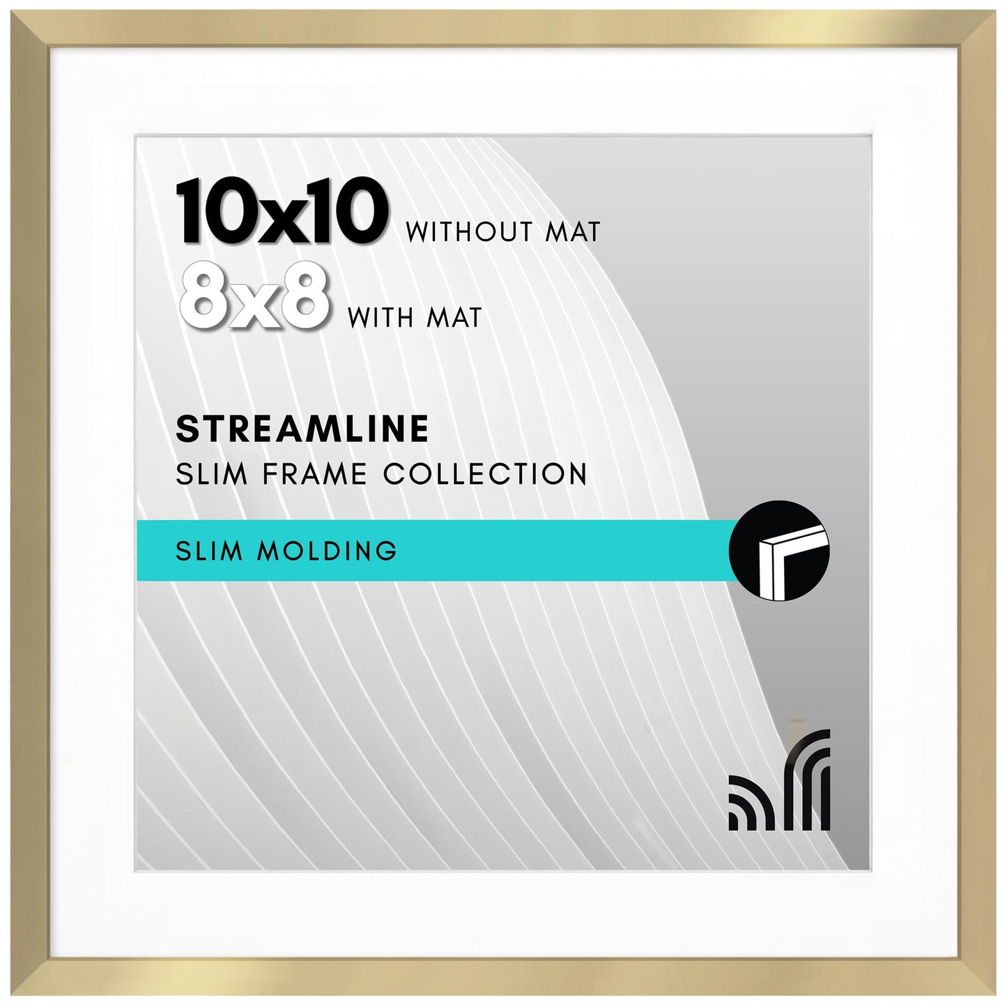 Picture Frame | Includes Mat | Slim Molding | Streamline Collection