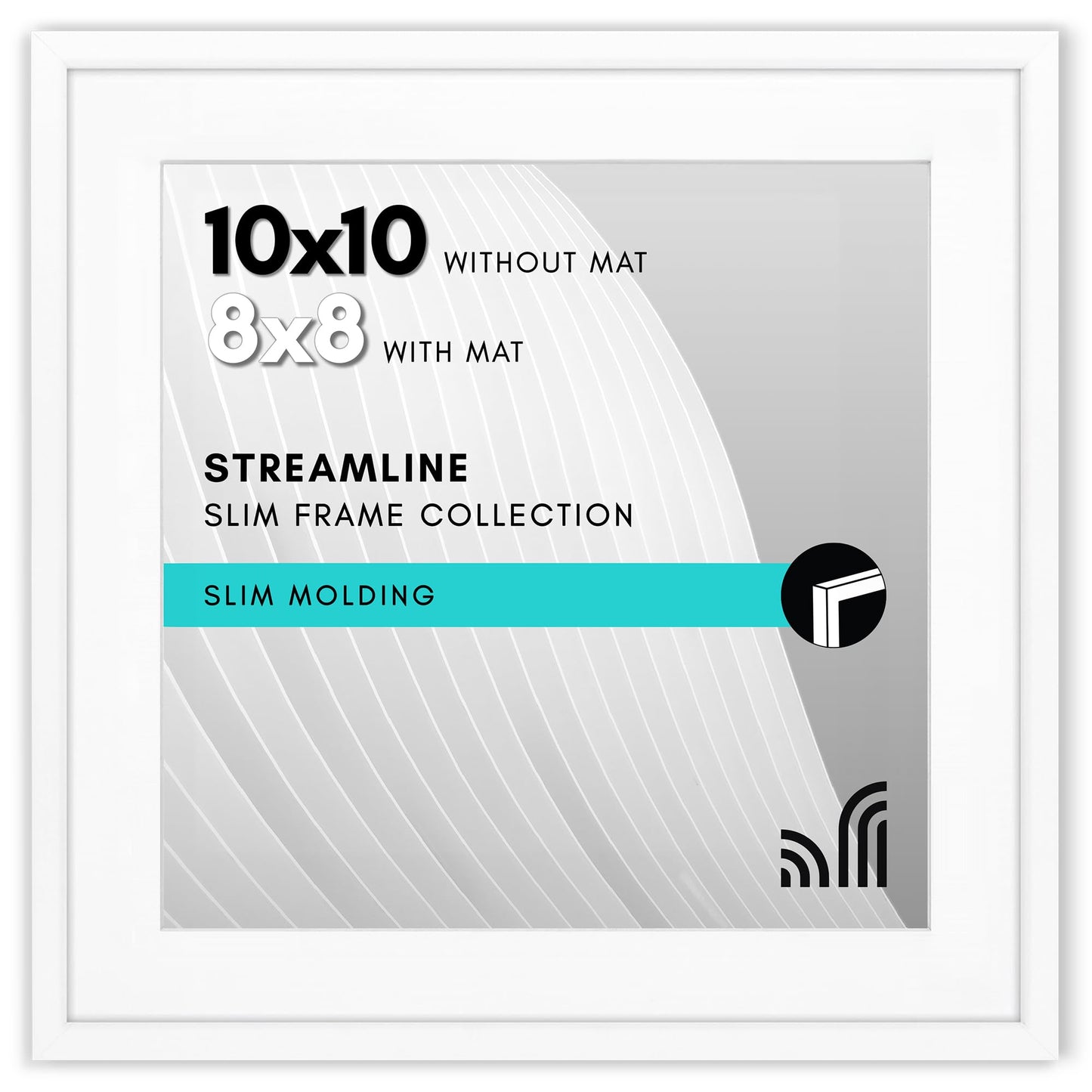Picture Frame | Includes Mat | Slim Molding | Streamline Collection