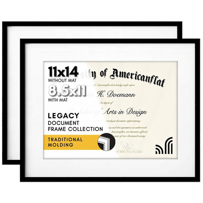 Legacy Matted Document Frame — 11x14 / Black / 2 Pack