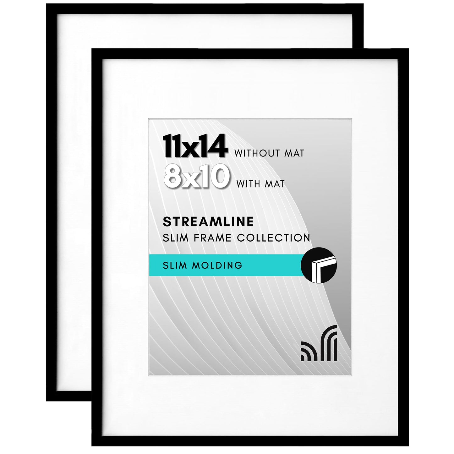 Picture Frame | Includes Mat | Slim Molding | Streamline Collection