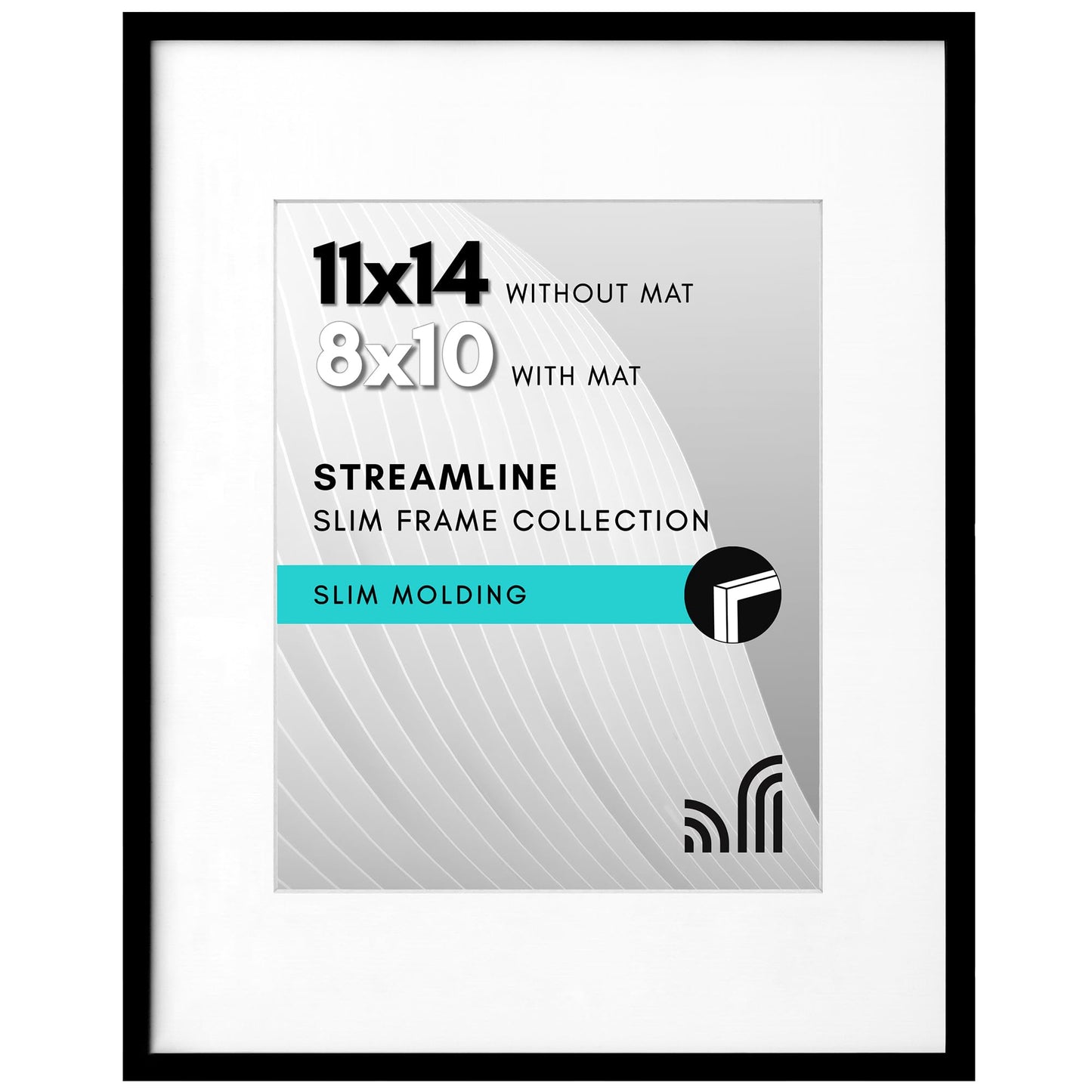Picture Frame | Includes Mat | Slim Molding | Streamline Collection