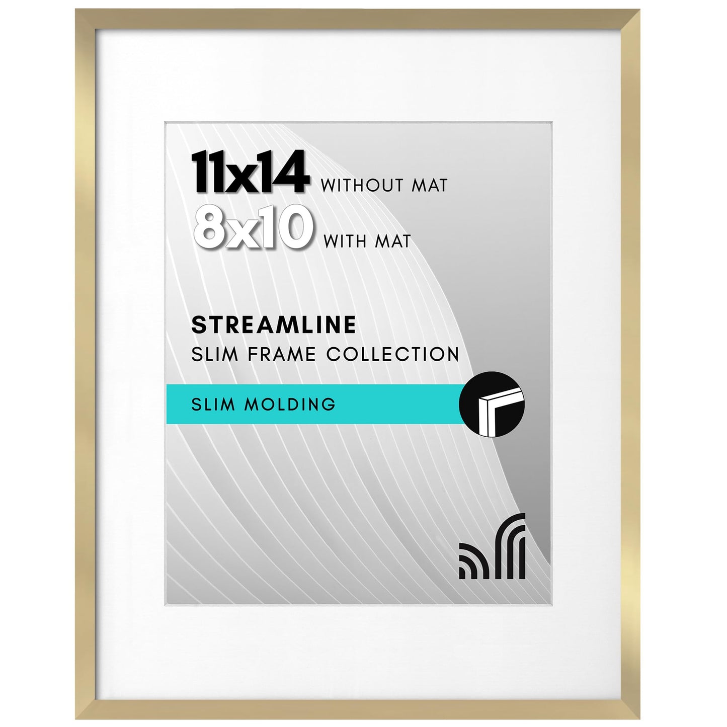 Picture Frame | Includes Mat | Slim Molding | Streamline Collection
